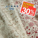 LINAS リトアニアリネンコットン 撥水コーティング クリスマスオーナメントプリント 杢生成地 全2色 A[オーダーカット生地 10cm単位] 【RCP】