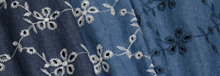 楽天市場】コットンレース デニムダンガリー ループフラワーアイレット  