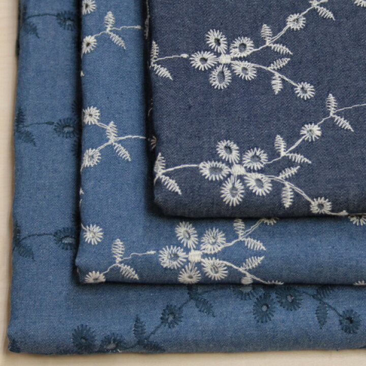楽天市場】コットンレース デニムダンガリー ループフラワーアイレット  