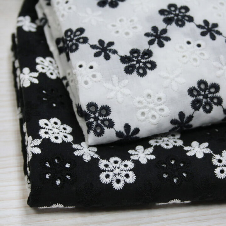 楽天市場】イタリー コットンレース アイレット刺繍 花紋ジグザグ 