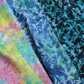 moda コットン インドネシアバティック タイダイ＆ろうけつ染 カーブフラワー 全3色 Mambo Batiks #M[オーダーカット生地 10cm単位] 【RCP】