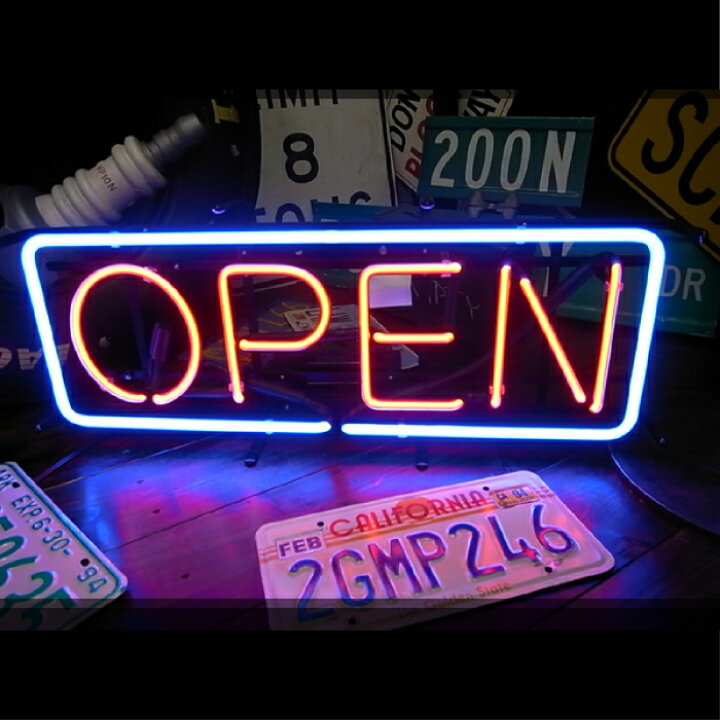 楽天市場 送料無料 ネオンサイン 看板 ネオン管 ネオンライト Neon Sign インテリア 店舗用 ガラス管 電飾看板 おしゃれ アメリカン雑貨 アメリカ雑貨 カフェ Bar バー レストラン Open L ハイドアウト