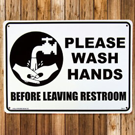 【メール便送料無料】 【看板】プラスチックサインボード 手を洗いましょう (PLEASE WASH HANDS) [CA-04] ■ 男前インテリア メッセージ サインプレート アメリカン雑貨