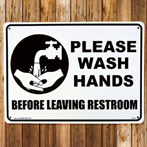 �y��z�� �������z�y�Ŕz�v���X�`�b�N�T�C���{�[�h ���􂢂܂��傤 (PLEASE WASH HANDS) [CA-04] �� �j�O�C���e���A ���b�Z�[�W �T�C���v���[�g �A�����J���G��