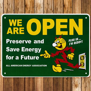�y��z�� �������z�y�Ŕz�v���X�`�b�N�T�C���{�[�h ���f�B�L�����b�g �I�[�v�� (REDDY KILOWATT WE ARE OPEN) [CA-55] �� �j�O�C���e���A ���b�Z�[�W �T�C���v���[�g �A�����J���G��