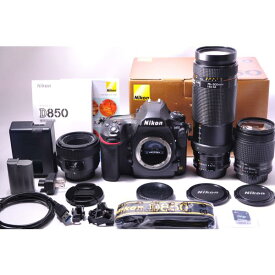 【中古】【1ヶ月保証】 Nikon ニコン D850 単焦点＆標準＆超望遠トリプルレンズセット 美品 元箱＆SDカード(16GB)付き 4575万画素 高速連続撮影 スマホへ転送