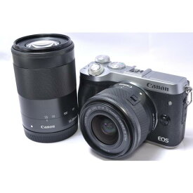 【中古】【1ヶ月保証】 Canon キヤノン EOS M6 ダブルズームキット シルバー SDカード付き