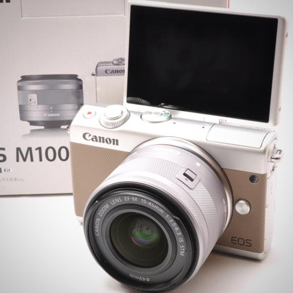  キヤノン Canon ミラーレス一眼 EOS M100 レンズキット グレイ SDカード付き １ヶ月保証