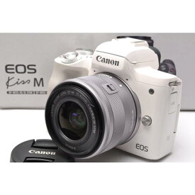 【中古】【1ヶ月保証】 キヤノン Canon EOS Kiss M レンズキット ホワイト ミラーレス一眼 SDカード付き