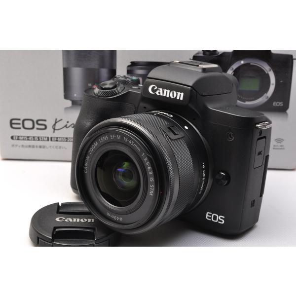  キヤノン Canon ミラーレス一眼 EOS Kiss M レンズキット ブラック SDカード付き １か月保証