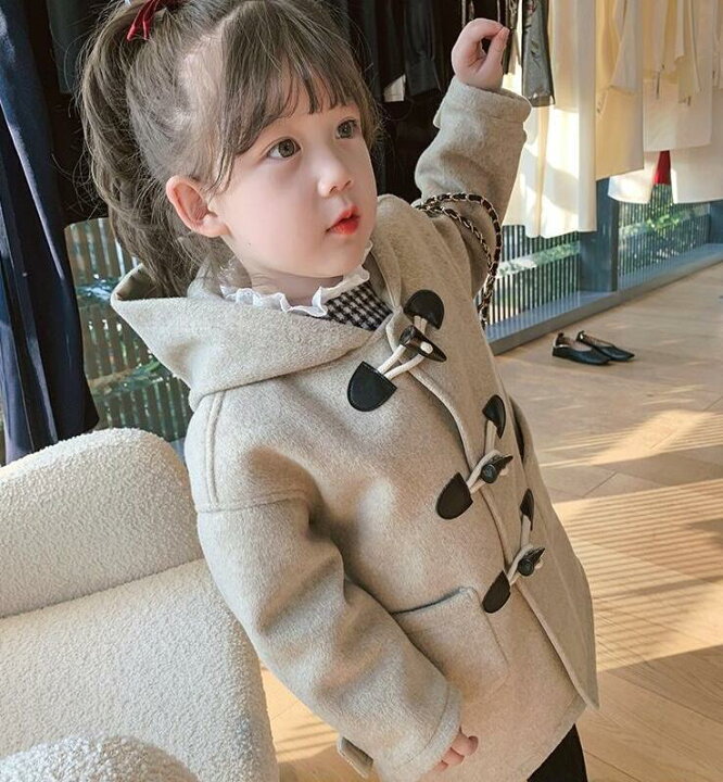 楽天市場 子供服 ダッフルコート アウター 女の子 コート ジャケット 秋冬着 厚手 ダッフルコート 保温 キッズ 防寒対策 フード付き コート 暖かい ベビー服 キッズ 通園 通学 90cm 100cm 110cm 1cm 130cm 140cm Flame Fashion楽天市場店