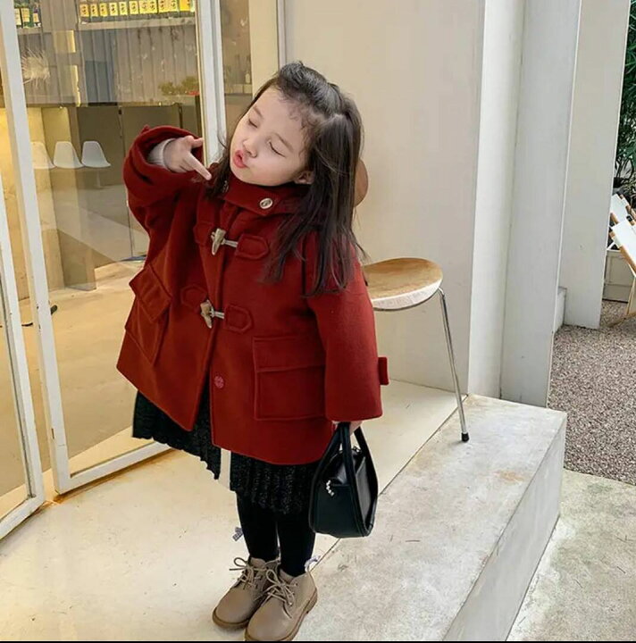 楽天市場 子供服 ダッフルコート アウター 女の子 コート ジャケット 秋冬着 厚手 ダッフルコート 保温 キッズ 防寒対策 フード付き コート 暖かい ベビー服 キッズ 通園 通学 90cm 100cm 110cm 1cm 130cm 140cmワインレッド カーキ Flame Fashion楽天市場店