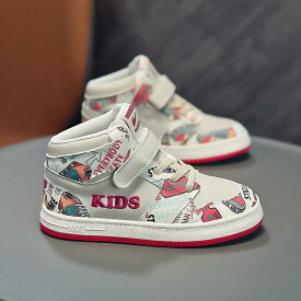 キッズ 女の子 スニーカー ハイカット 二重中綿 靴 秋冬 用 ふわふわ 裏起毛 スポーツ シューズ 柔らかい ソール 滑り止め 通学 通園 おしゃれ 可愛い 女児 スケート 風 配色 カジュアル シューズ 暖かい