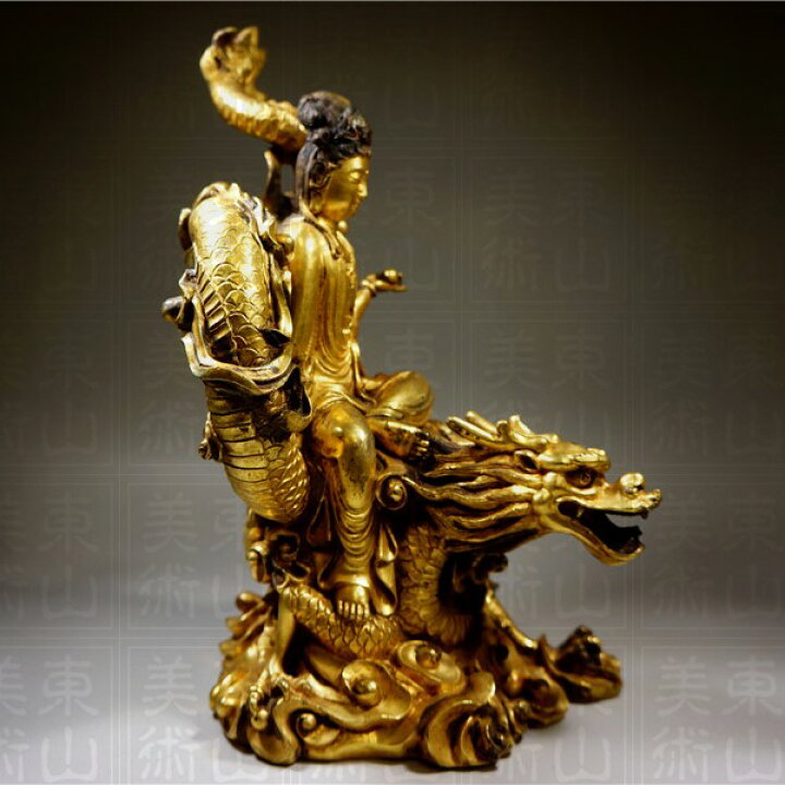 楽天市場】中古 金銅細工 仏教 大迫力 龍観音造像高彫 鎮宅開運置物 