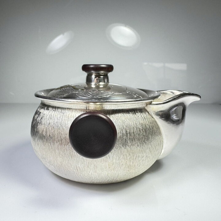 楽天市場】純銀細工 手作り 寶瓶急須 鼬彫木摘蓋 木取手 銀瓶 煎茶道具 