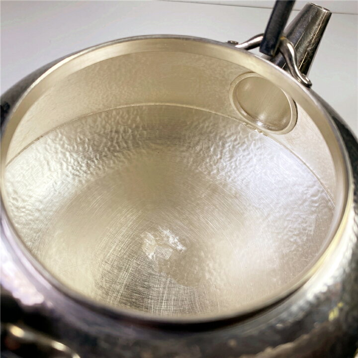 楽天市場】純銀細工 手作り 釜形 菊摘 鉄取手 銀瓶 桐箱付 煎茶道具 高 
