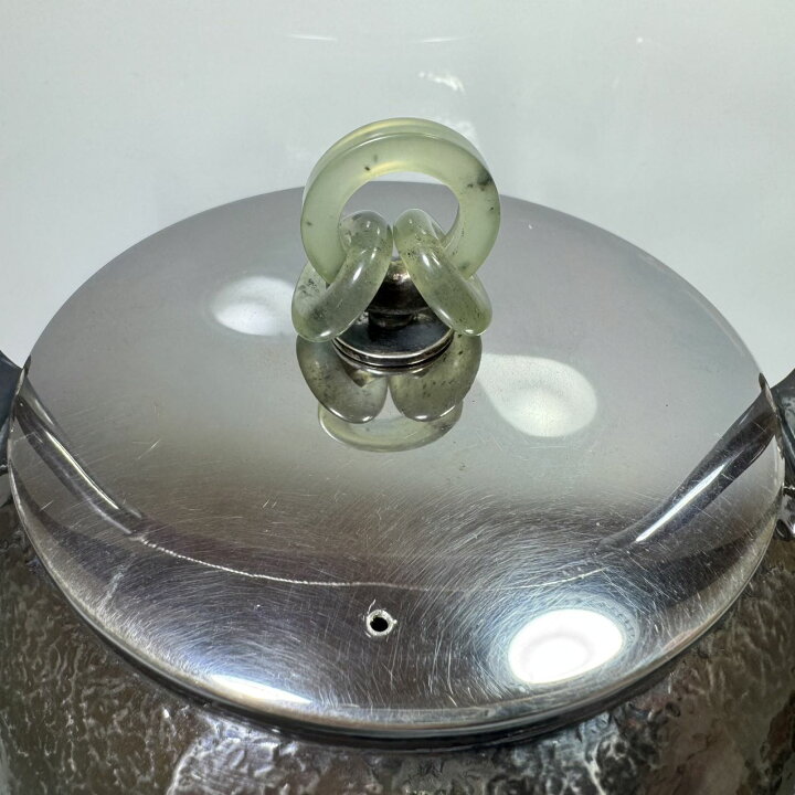 楽天市場】純銀細工 手作り 槌目岩肌 八面取湯沸 三連環貴石摘 鳴付 