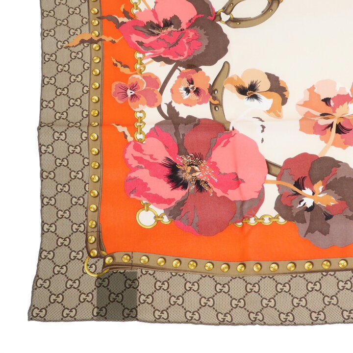 楽天市場】【未使用品】 GUCCI グッチ GG柄 フラワースクエア スカーフ  