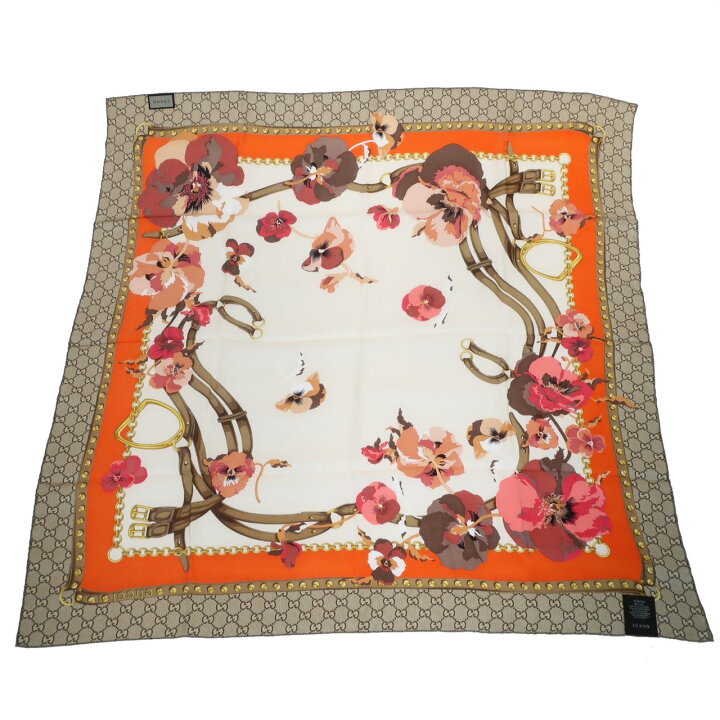 楽天市場】【未使用品】 GUCCI グッチ GG柄 フラワースクエア スカーフ  