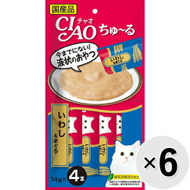 【セット販売】チャオ ちゅ～る いわし＆まぐろ （14g×4本）×6コ ［ちゅーる］〔24020916co〕