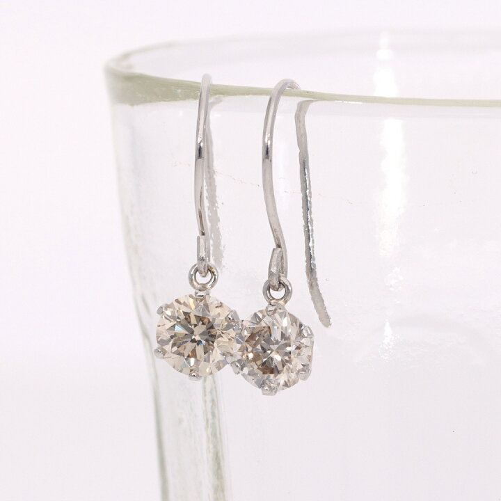 楽天市場】【送料無料】pt900 一粒ダイヤモンド フック ピアス 【0.5ct 