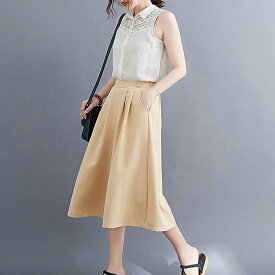 即納 ガウチョパンツ ワイドパンツ 七分丈 キュロット 2タイプ レディース 冷感素材 フレア スカート きれいめ スカーチョ 膝丈 ゆったり 大きいサイズ ハイウエスト フレアパンツ ビッグシルエット 通気 快適 着痩せ シャリ感 カジュアル