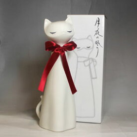 【冬季限定商品 猫 好きの方のプレゼントに！】 おしゃれでキュートなデザインの白猫ボトル日本酒 千代寿 月夜の眠りお祝い/結婚祝い/誕生祝い/結婚記念日/贈り物/誕生日プレゼント/紅白/夫婦/両親/カップル/白猫/黒猫/ クリスマス