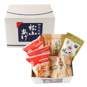 【程野商店】松山ええものギフトセット 松山だし 70.4g(8.8g×8包)、松山あげ 45g×3袋、炊き込みしょうゆ飯の素 2合炊き用(炊き込みご飯の素 190g、松山あげ 15g)、瀬戸内鯛めし 13