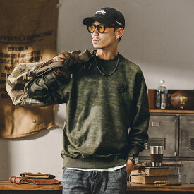 スウェードタッチパーカー スウェードパーカー メンズ トレーナー ヘビーウェイト プルオーバー 長袖 ロゴ プリント 迷彩 カモフラージュ おしゃれ 大きいサイズ