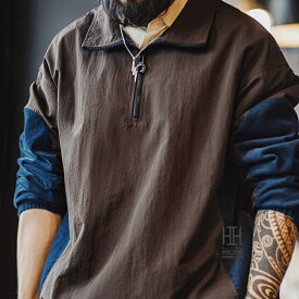 ハーフジップ ナイロンジャケット プルオーバーパーカー メンズ 大きいサイズ おしゃれ 軽量 コーデュロイ スタンドカラー アウトドア トップス アウター