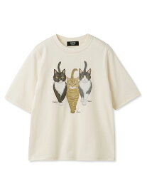 FURFUR(ファーファー)　トリプルキャットイラストTシャツ