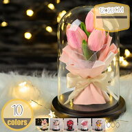 500円OFFクーポン ガラスドーム 花 プリザーブドフラワー ドライフラワー 満天星 薔薇 防塵カバー 卓上 …