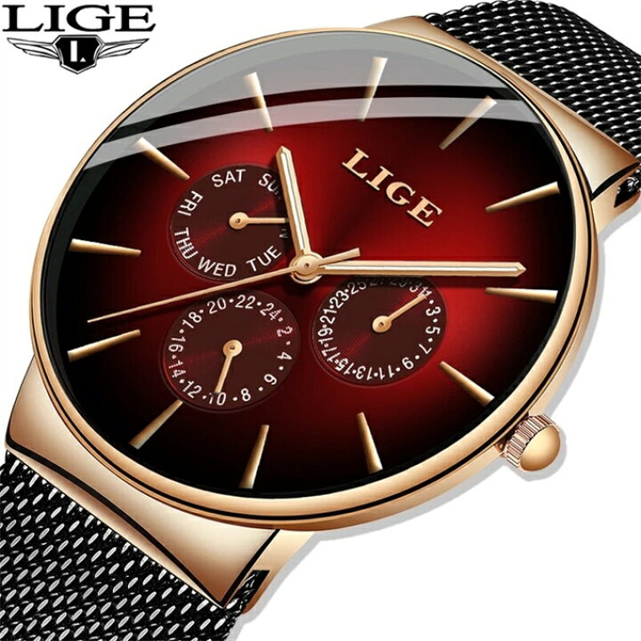 楽天市場】新しいligeファッションメンズ時計トップブランド高級 