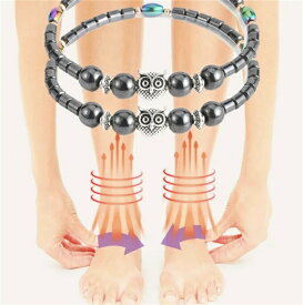 【翌日配達】天然石 パワーストーン フクロウ 減量のための成形された痩身磁気アンクレット、磁気療法、健康磁石、足首のチェーン、疲労の軽減、天然ブレスレット ストレス解消 ヘマタイト 女性の減量ブレスレット、ボディ、エネルギー、ヨガ