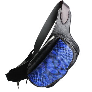 【メーカー保証】 ボディバッグ/ウエストバッグ イタリアンシープレザー フラップパイソンブルー WESTERN