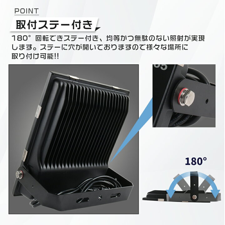 楽天市場】LED 投光器 50W 500W相当 超高輝度 10000ルーメン 薄型 LED 