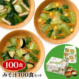 みそ汁アソート100食 産地のみそ汁めぐり60食(1箱)＋5種の野菜を味わうみそ汁40食(1袋) 送料無料みそ汁 味噌汁 即席 インスタント 食品 お徳用 大容量 常備食 お弁当 みそ汁 具 長ネギ ほうれん草 豆腐 腸活 福袋