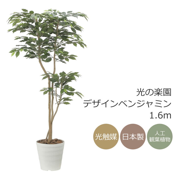 【エクストラショート】 🏇 送料無料ポイント10倍《アートグリーン》《人工観葉植物》光触媒　光の楽園　ベンジャミンスリム　1.8