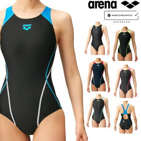 【店内商品3点以上でさらに3％OFFクーポン配布中】アリーナ ARENA 競泳水着 レディース WORLD AQUATICS承認 セイフリーバック 着やストラップ AQUA STRIPE-D ARN-2051W fina マーク あり