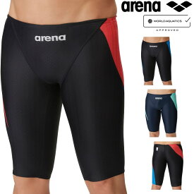 【店内商品3点以上でさらに3％OFFクーポン配布中】アリーナ ARENA 競泳水着 メンズ WORLD AQUATICS承認 レーシングスパッツハーフレッグ AQUA STRIPE-D FAR-3555M fina マーク あり