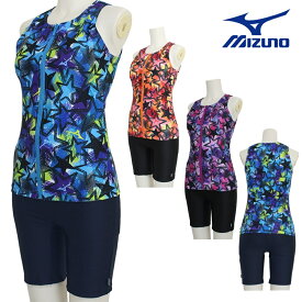 【店内商品3点以上でさらに3％OFFクーポン配布中】ミズノ MIZUNO 別注オリジナル フィットネス水着 レディース セパレーツ セパレート ファスナー付き 袖なし パッド付き N2JGB836