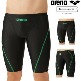 【店内商品3点以上でさらに3％OFFクーポン配布中】アリーナ ARENA 競泳水着 メンズ WA承認モデル レーシングスパッツ ハーフレッグ AQUA RACING ECO AQUA STRIPE-D AS4FRC52M