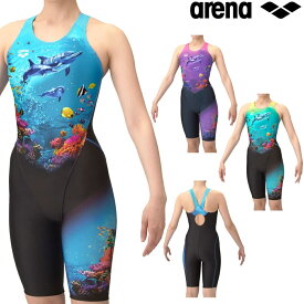 【店内商品3点以上でさらに3％OFFクーポン配布中】アリーナ ARENA フィットネス水着 レディース フィットネスワンピーススパッツ オープンバック ハーフレッグ ぴったりパッド オールインワン パッド付き AQUA EXA ダブルエステルWR NEO EARTH 2025年春夏モデル AS5SWF11L