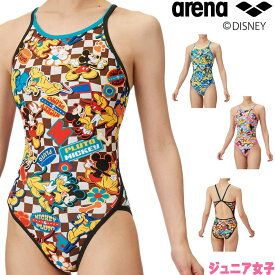 【店内商品3点以上でさらに3％OFFクーポン配布中】アリーナ ARENA 競泳水着 練習用水着 ジュニア女子 トレーニングワンピース オープンバック ディズニー “ミッキー” “プルート” タフスーツ タフスキンEP 競泳練習水着 2025年春夏モデル AS5SWM52G