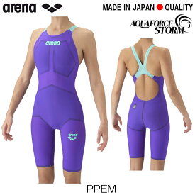 【クーポン利用で1500円OFF】ARENA アリーナ 競泳水着 レディース アクアフォース ストーム AQUAFORCE STORM MF WA承認 レーシングワンピーススパッツ オープンバック ハーフレッグ FUTURE PURPLE 2026年秋冬新色 高速水着 中長距離選手 AS6SRC02L