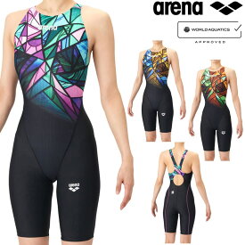アリーナ ARENA 競泳水着 レディース WA承認モデル AQUA RACING ECO AQUA STRIPE レーシングワンピーススパッツ オープンバック ハーフレッグ オールインワン 2026年春夏モデル AS6SRC86L fina マーク あり