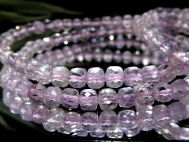 キラキラカット合わせやすいシンプルデザイン 純粋さと無償の愛の象徴 9月の誕生石 クンツァイト 【リチア輝石】 キューブカット ブレスレット