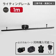 ライティングレール 1m ダクトレール ブラック 黒 工事不要 簡単取付 賃貸OK インテリアダクト 配線ダク…