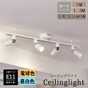 【RAIL-spotlight LED電球付】シーリングライト ダクトレール用 スポットライト 4灯 口金E11 筒型 LED 電球色 昼白色 照明器具 天井照明 レールプラグ シーリングプラグ 白 黒 ホワイト ブラック アイボリー 1M 1.3M リビング ダイニング キッチン 子供部屋 店舗