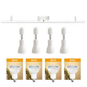 【RAIL-spotlight LED電球付】シーリングライト ダクトレール用 スポットライト 4灯 E11 40W相当 400lm 電球色 昼白色 照明器具 天井照明 レールプラグ シーリングプラグ 工事不要 白 黒 ホワイト ブ